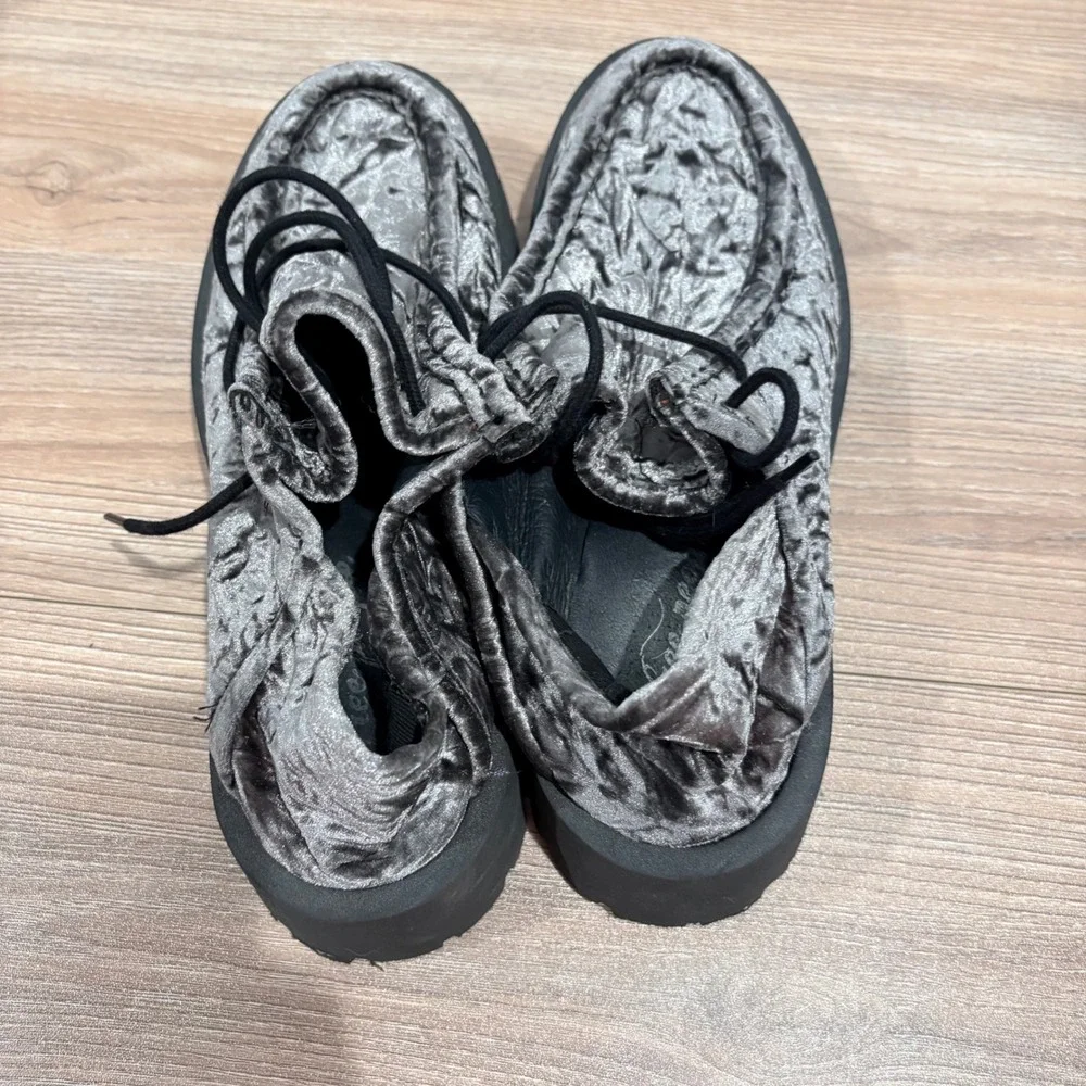 Free People Convertible Velvet Oxford Washed Shoes Women Grey 38 Platform